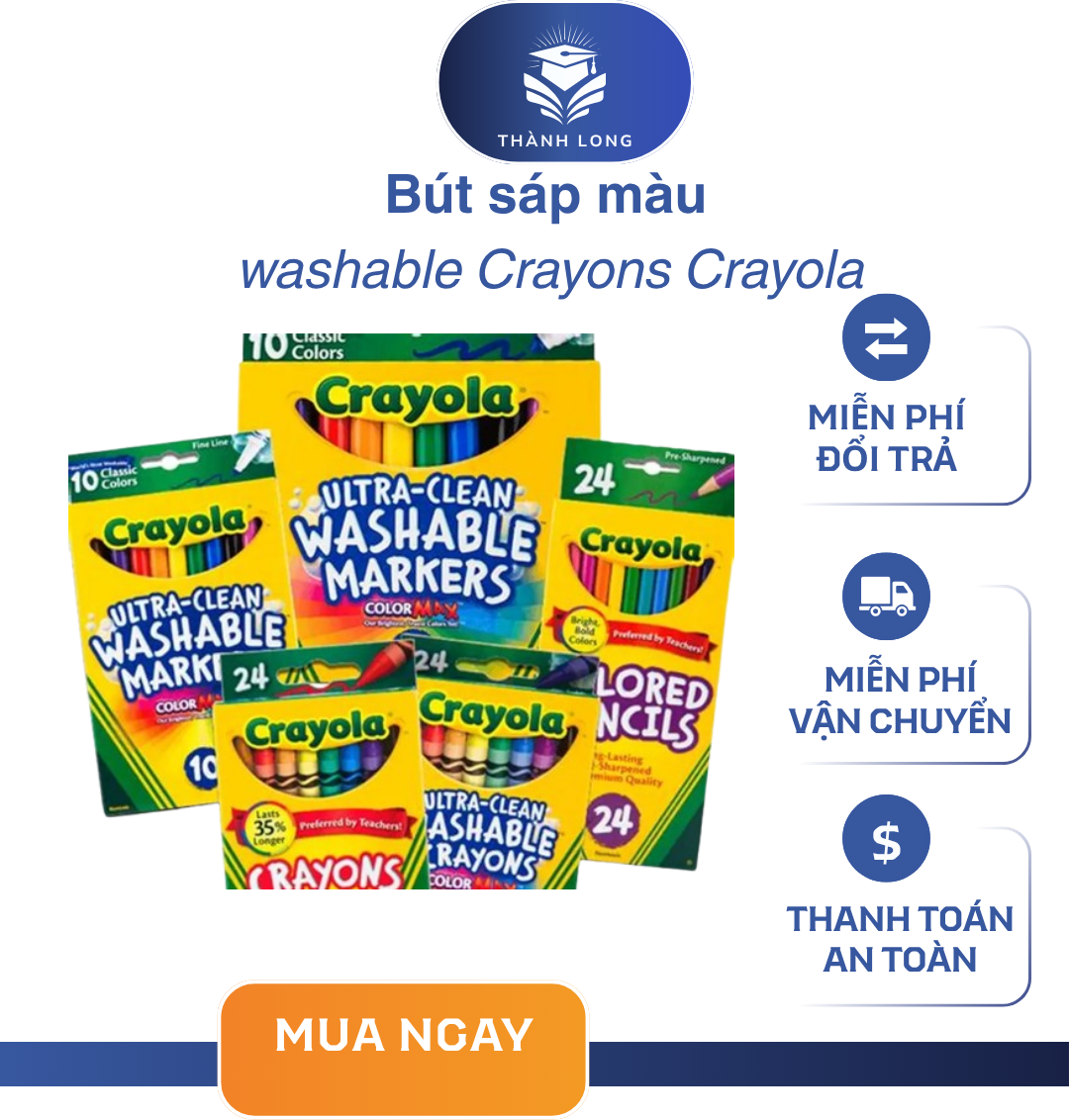 Bút sáp màu washable Crayons Crayola