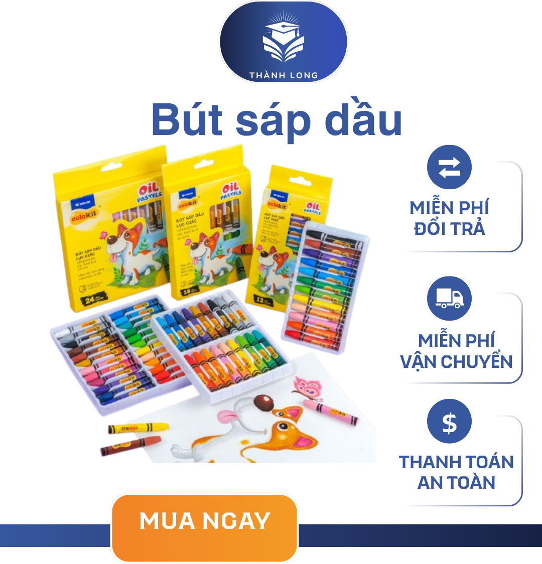 Bút sáp màu hộp giấy